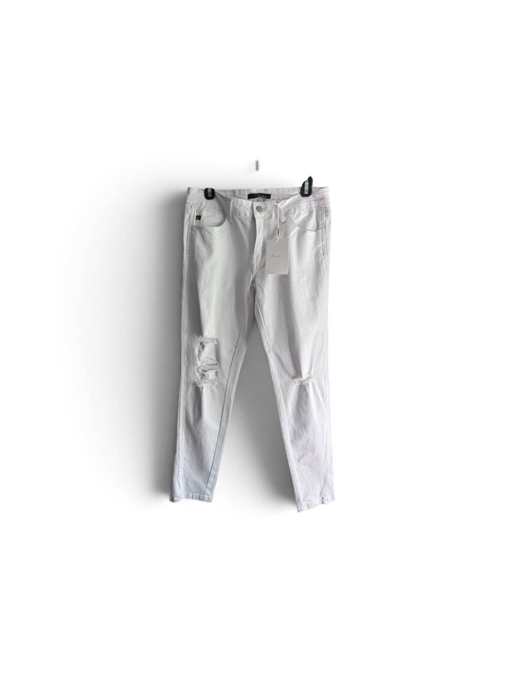 KanCan White Skinny Jeans with Distressed Knees
